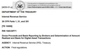 美国国税局敲定新规：加密货币和稳定币交易需报税 详解毛收益和基础报告缩略图