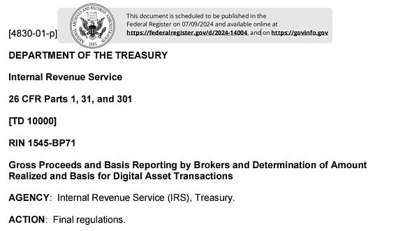 美国国税局敲定新规：加密货币和稳定币交易需报税 详解毛收益和基础报告缩略图